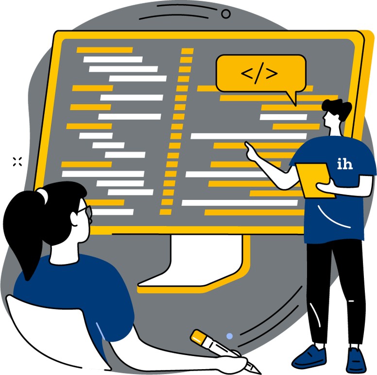 cartoon of students in full-stack web developer bootcamp